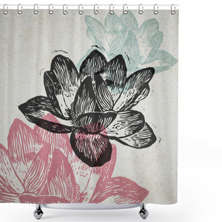 Personality  Vector Water Lily In Abstract Composition.  Shower Curtains