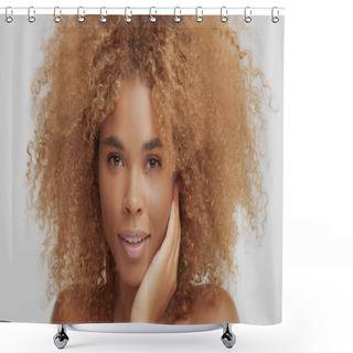 Personality  Mixed Race Black Blonde Model With Curly Hair Shower Curtains