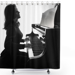 Personality  Young Musician Plays The Grand Piano, Square Composition Shower Curtains