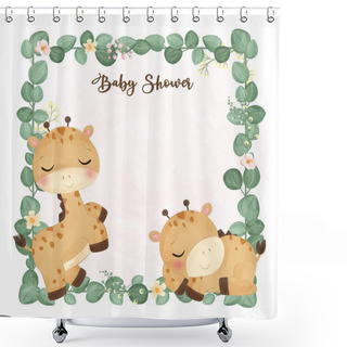 Personality  Little Giraffe For Baby Shower Shower Curtains