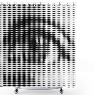 Personality  Halftone Style Human Eye Close-up. Dotted Design. Black Dots On A White Background Shower Curtains