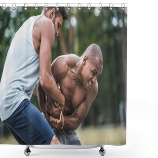 Personality  Multiethnic Basketball Players Shower Curtains