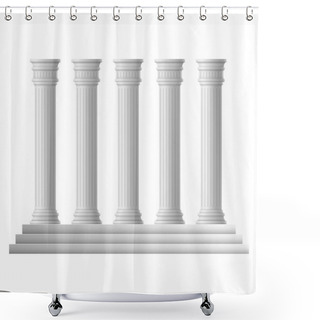 Personality  Realistic Detailed 3d Row Ancient Columns Set. Vector Shower Curtains