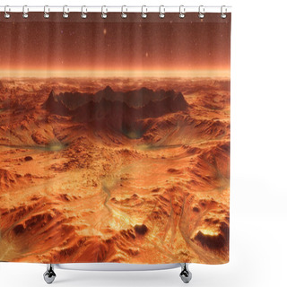 Personality  Mars Planet Surface With Dust Blowing. 3d Illustration Shower Curtains