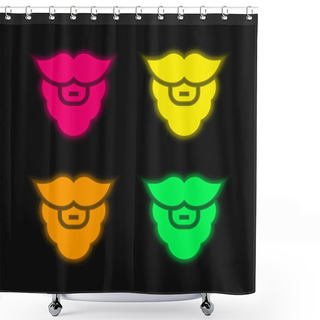 Personality  Beard Four Color Glowing Neon Vector Icon Shower Curtains