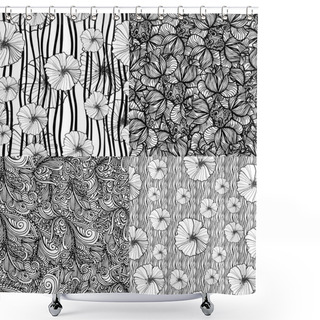 Personality  Set Of Four Seamless Floral Textures Shower Curtains