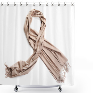 Personality  Stylish Scarf On White Background, Top View Shower Curtains
