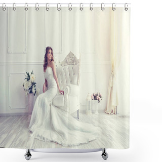 Personality  Bride Sitting In Antique Armchair Shower Curtains