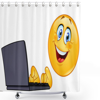 Personality  Emoticon With Computer Shower Curtains