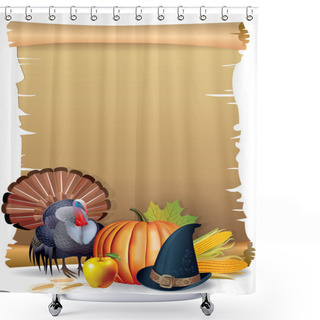 Personality  Retro Background Thanksgiving Turkey Shower Curtains