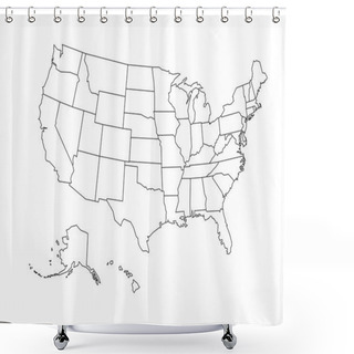 Personality  Blank Outline Map Of USA Shower Curtains