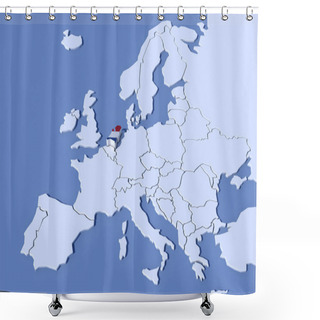 Personality  Europe Map 3D Relief Netherlands Flag Colors Shower Curtains