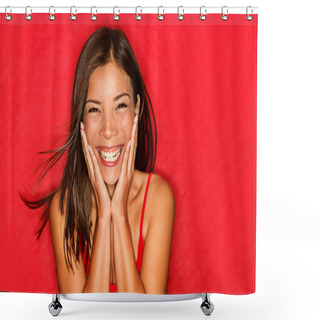 Personality  Happy Girl Excited Shower Curtains