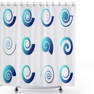 Personality  Blue Spiral Icons Shower Curtains