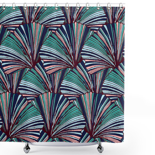Personality  Vector Seamless Pattern With Hand Drawn Striped Leaves Shower Curtains