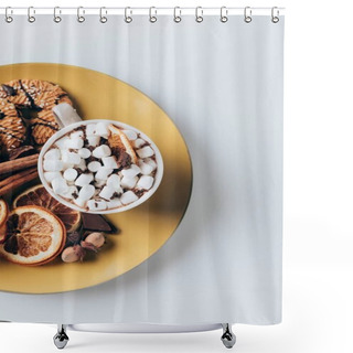 Personality  Plate With Cookies And Cacao Cup Shower Curtains