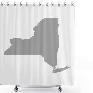 Personality  Map Of The State Of New York In Gray On A White Background Shower Curtains