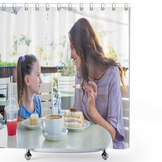Personality  Mother And Daughter Enjoying Cakes Shower Curtains