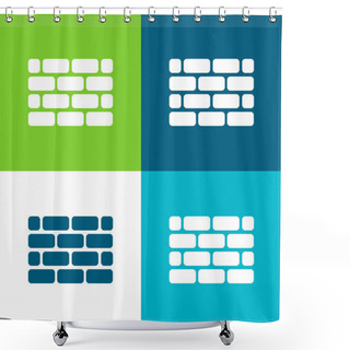 Personality  Brick Wall Flat Four Color Minimal Icon Set Shower Curtains