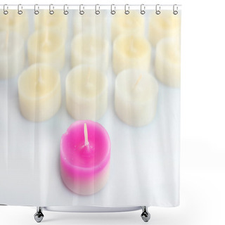 Personality  Pink And White Small Candles, Isolated On White Shower Curtains