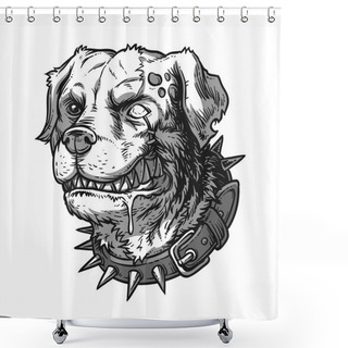 Personality  Vector Illustration Of Evil Mad Dog Shower Curtains