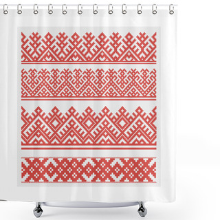 Personality  Slavic Ethnic Ornament. Vector Illustration, Seamless Pattern. Shower Curtains