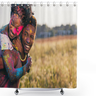 Personality  African American Couple At Holi Festival Shower Curtains