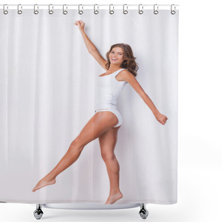 Personality  Attractive Young Brown Hair Woman Shower Curtains