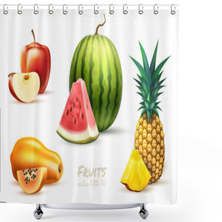 Personality  Pineapple Papaya Watermelon Apple Exotic Fruit Set Shower Curtains
