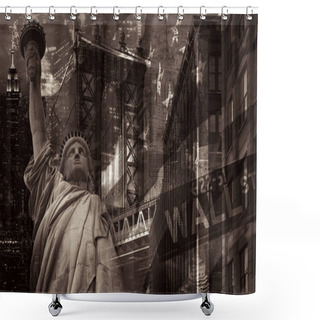 Personality  New York City Collage Including The Statue Of Liberty And Several Landmarks Shower Curtains