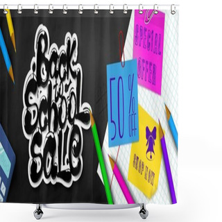 Personality  Ink Flowing In Lettering Form Back To School. Shower Curtains