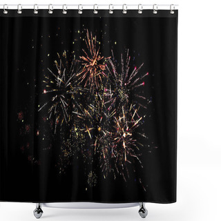 Personality  Traditional Festive Fireworks In Dark Night Sky, Isolated On Black Shower Curtains