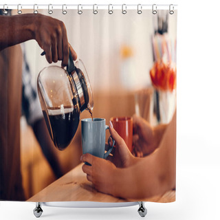 Personality  Barista Pouring Coffee On Bar Shower Curtains