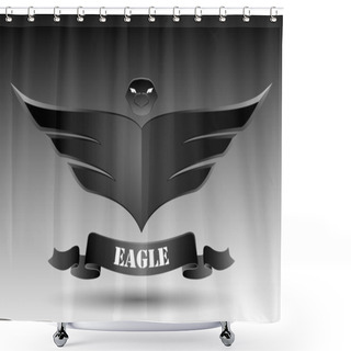 Personality  Eagle Silhouette With Wings Widely Open Shower Curtains