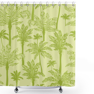 Personality  Green Palm Trees Seamless Pattern Background Shower Curtains