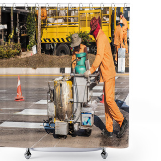 Personality  Road Marking Workers At Work. Shower Curtains