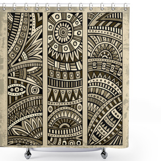 Personality  Abstract Vector Hand Drawn Vintage Ethnic Pattern Card Set. Shower Curtains