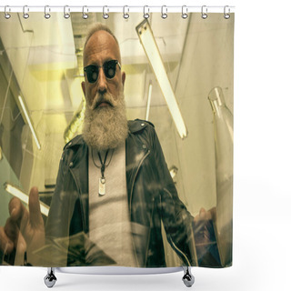 Personality  Grey Hair Man With Beard Shower Curtains