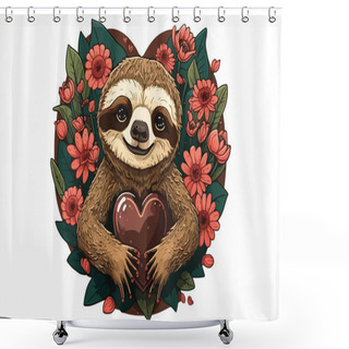 Personality  Sloth Valentine Style Vector Illustration Shower Curtains