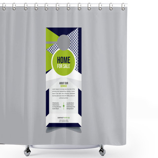 Personality  Real Estate Door Hanger And Modern Door Hanger Mock-up Door Hanger Template, Flyer Concept, Vector Template Shower Curtains