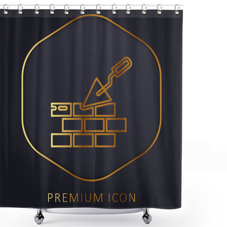 Personality  Brickwall Golden Line Premium Logo Or Icon Shower Curtains