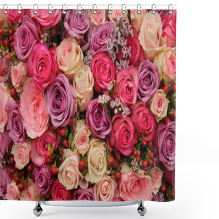 Personality  Purple And Pink Roses Wedding Arrangement Shower Curtains