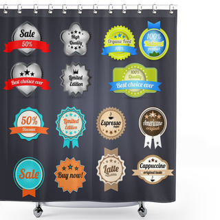 Personality  Set Of Retro Vintage Badges And Labels Shower Curtains