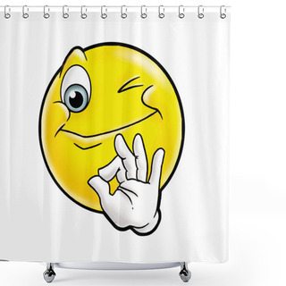 Personality  Okay Smiley Shower Curtains