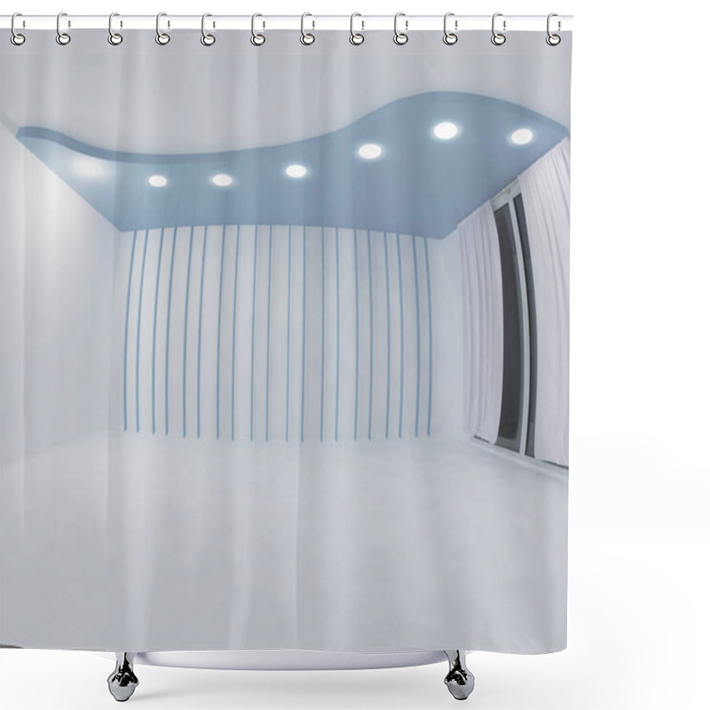 Personality  empty room with the suspended ceiling, 3d shower curtains