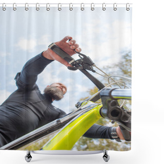 Personality  Bearded Cyclist Riding Bicycle Shower Curtains