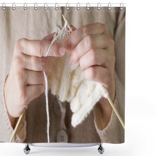 Personality  Hands Knitting Cose-up Shower Curtains
