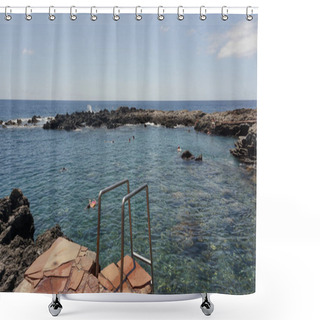 Personality  Refreshing Water And Scenic Rocks Shower Curtains