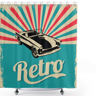 Personality  Vintage Car Design Flyer - Grungy Style Vector Design Shower Curtains