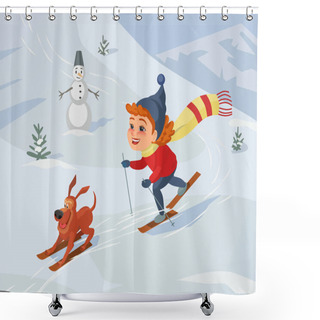 Personality  Enjoy Winter Outdoors Shower Curtains